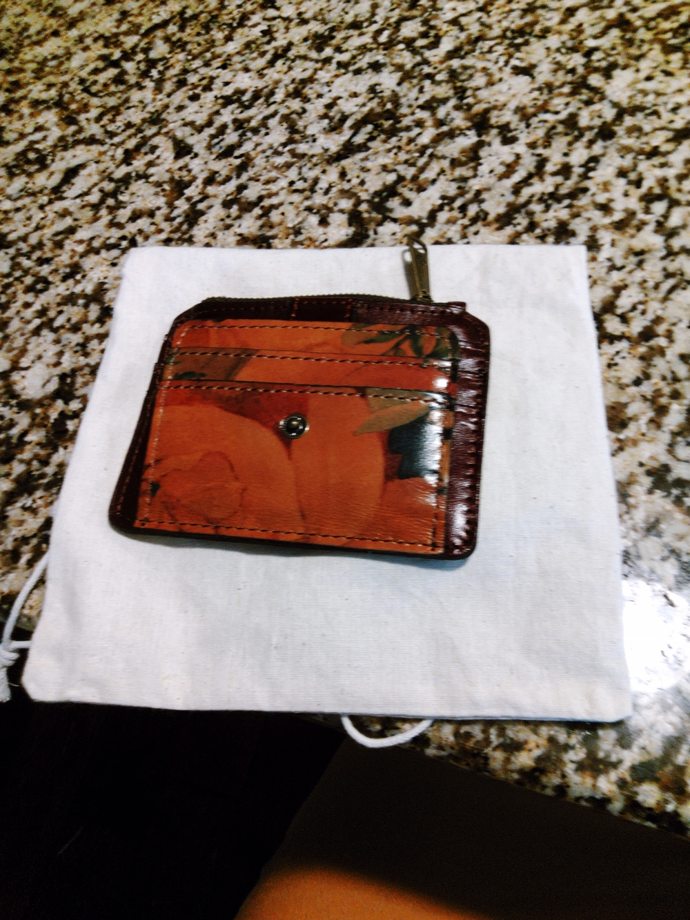 Patricia Nash Brown and Black Floral Leather Card Wallet - Picture 2 of 4